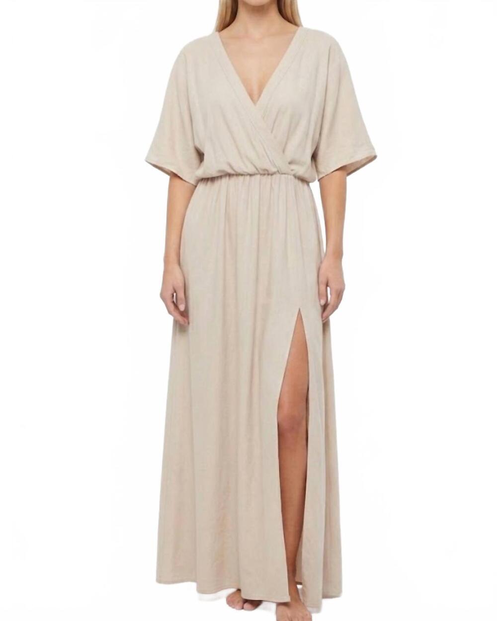 NEW LOOWIE italian wrap maxi summer dress in beige